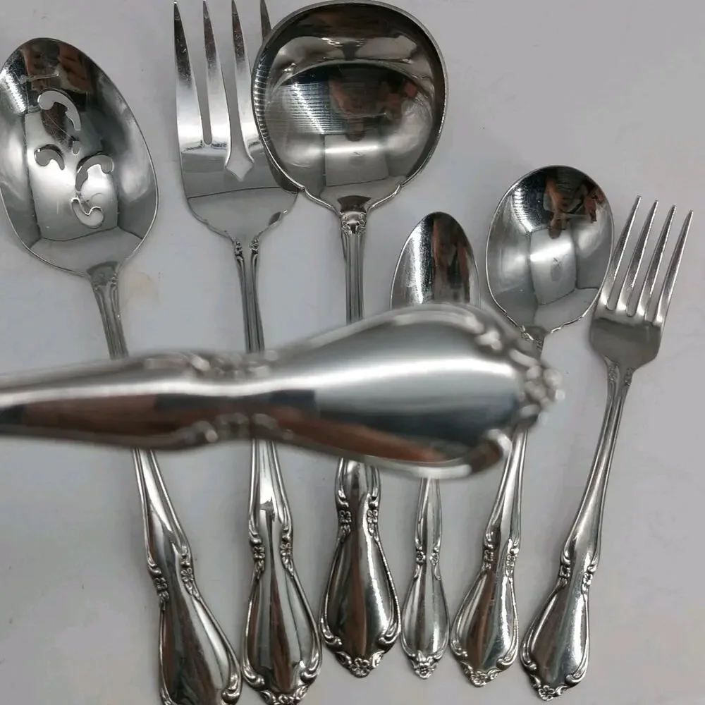 7X Serving Oneida CHATEAU Stainless Ladle Sugar Spoon Toddler Slotted Glossy USA